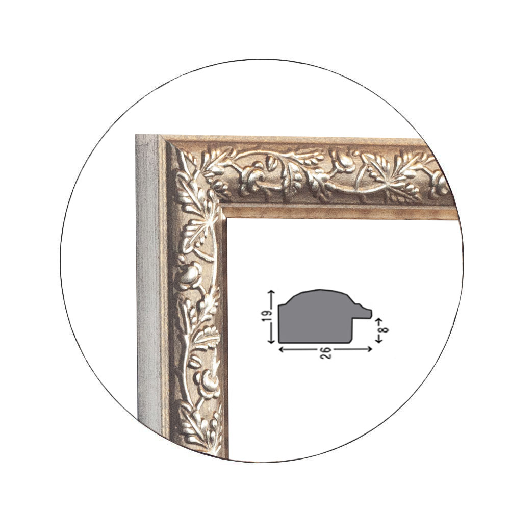 Ramă argintie pentru icoană cu model floral clasic