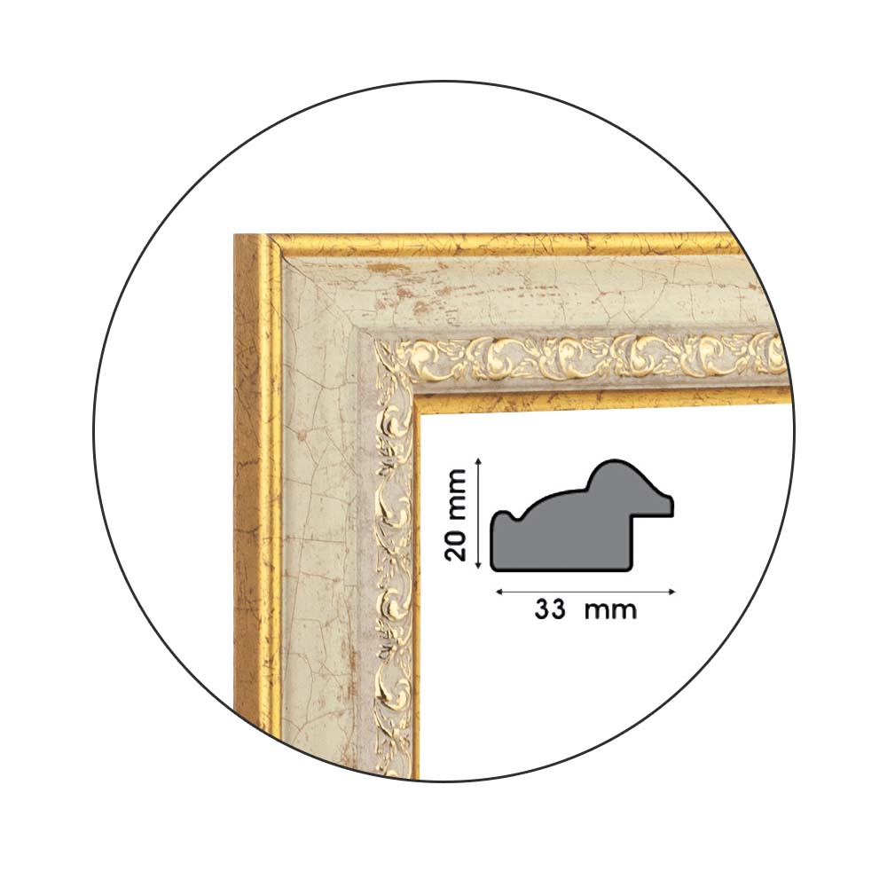 Ramă Gold Bianco | 3,3 cm