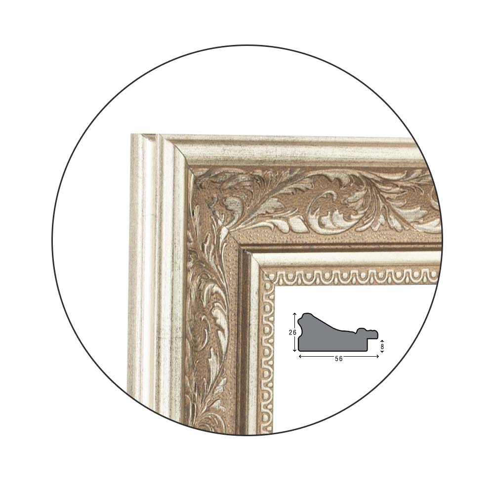 Ramă pentru oglindă „Ornamental” / Argintie